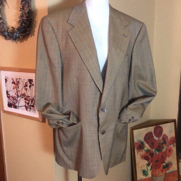 PETERBOROUGH ROW Bloomingdales Size   42R Blazer Coat MicroSquare 100% Pure Wool - Picture 3 of 16